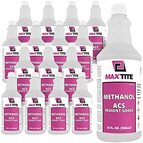 MAXTITE Methanol - 4 Gallons (16 x 32 fl oz) - Premium Quality ACS Reagent Grade for Laboratory or Industrial Use - Made in USA