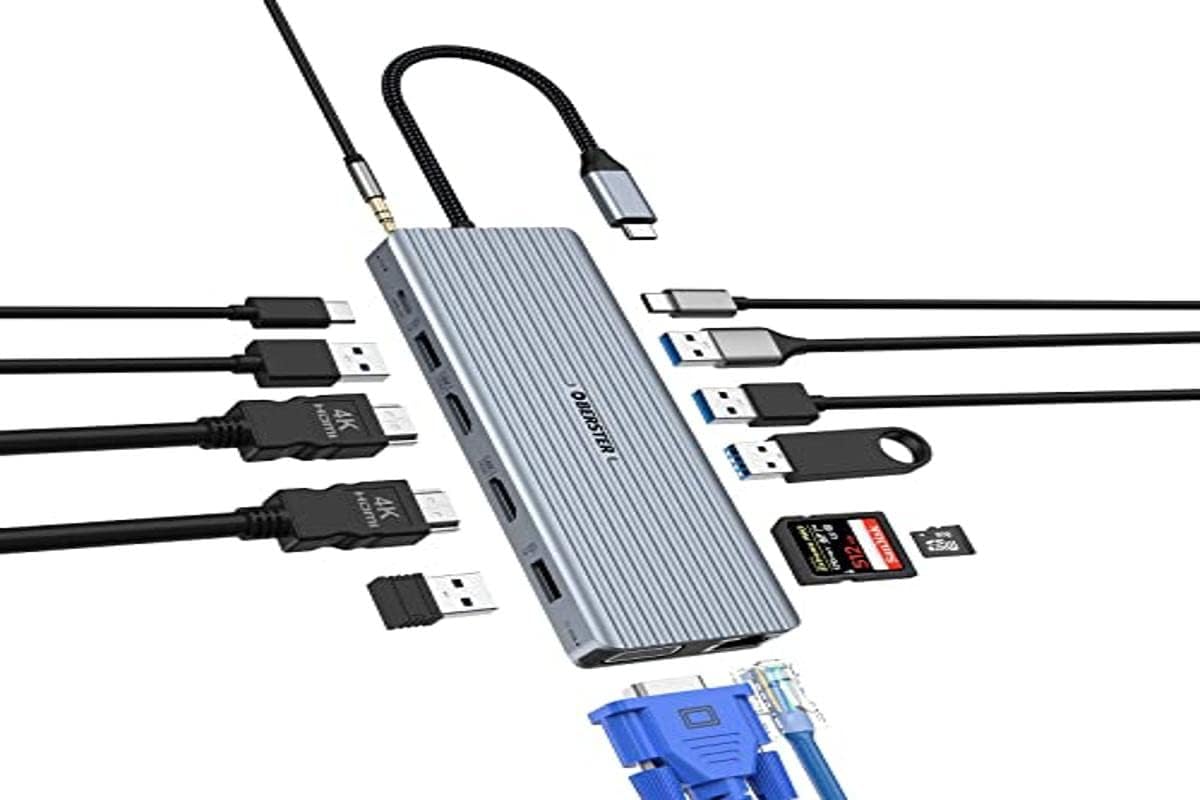 Station D’accueil USB-C Baseus Nomos Air 12 En 1 – Double écran 4K, Ports USB 10 Gbps, PD 100 W, Ethernet – Compatible Mac Et PC