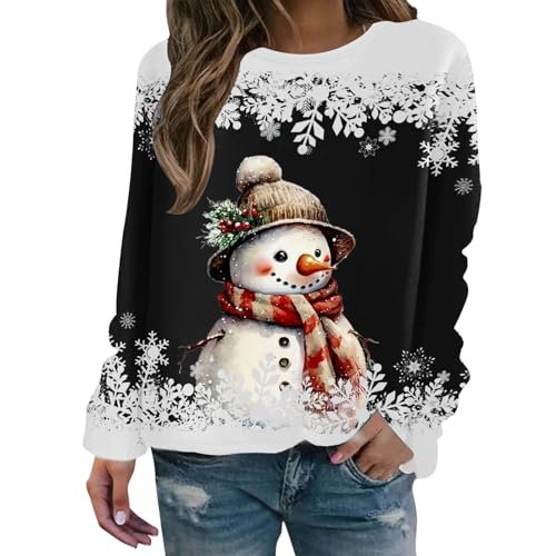 Damen-Sweatshirt mit Schneemann-Motiv Winter Weihnachten...