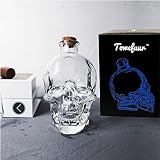 Skull Decanter Lead-free Glass With Cork Stopper - Halloween Decor Whiskey Decanter for Liquor, Vodka, Wine, Bourbon Christmas Gifts For Men Dad and Women (750ML)