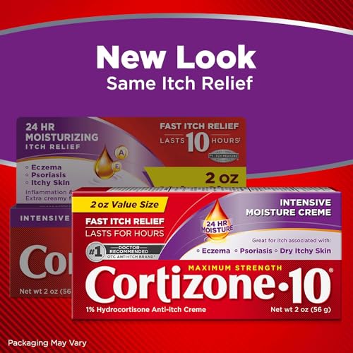 Image of Cortizone-10 Maximum Strength Intensive Healing Itch Relief Cream, 1% Hydrocortisone, Fast-Acting, Anti-Itch Cream for Bug Bites, Rash, Eczema, Psoriasis, Poison Ivy, Oak, Sumac & More