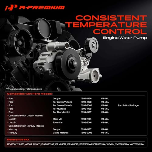 A-Premium Engine Water Pump Compatible with Ford Mustang Crown Victoria Cougar Thunderbird & Lincoln Town Car Mark VIII & Mercury Grand Marquis by A-Premium - Used condition - Image 2