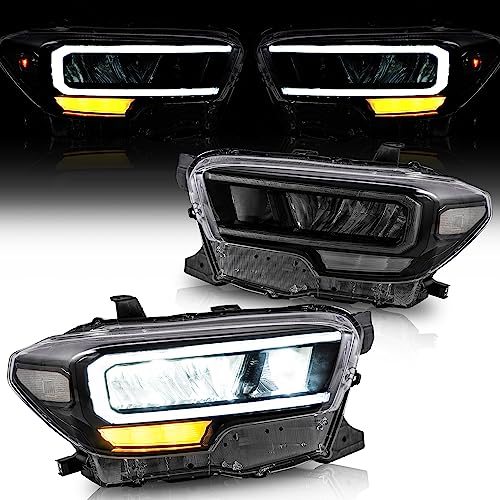 VLAND LED Headlights Compatible with Tacoma 3rd Gen N300 Pickup Truck 2016-2023 w/LED DRL w/Reflective Bowl Clear Reflector Front Lamp Set No Need Extra Bulbs