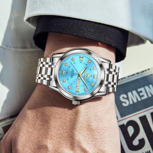 Image of OLEVS Men Watch Business Dress Diamond Luxury Watch Luminous Easy to Read Date Waterproof Stainless Steel Quartz Analog Simple Dress Watch