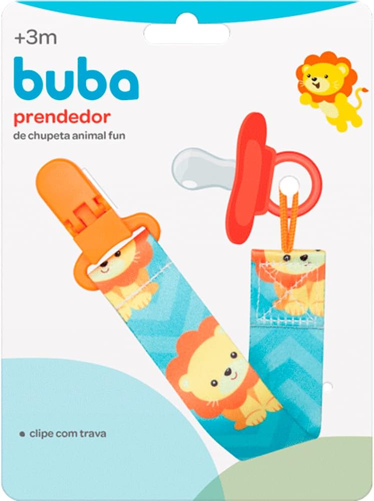 BUBA Prendedor de Chupeta Animal Fun Leao, Multicolor