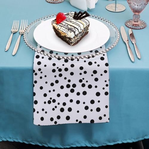 Servilletas de Tela Lunares Blancos y Negros Reutilizables 2 PCS miniatura 4