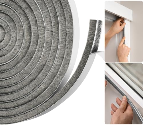 Draught Excluder for Doors & Windows | Extra Long Self-Adhesive Seal Strip for Energy Saving | Quick Install Blocks Draft Noise & Light | Grey Thermal Insulation Tape
