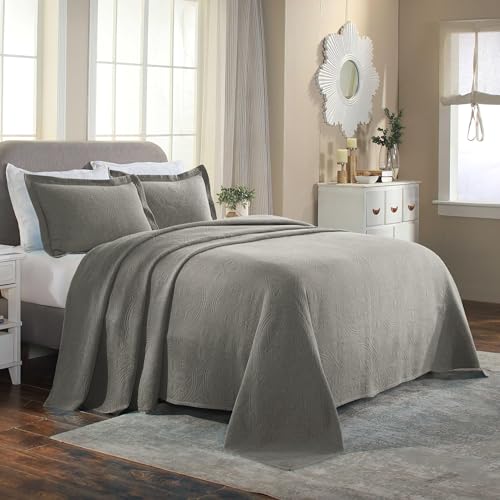 Superior Juego de colcha de algodón de 3 piezas con círculos celtas, colcha decorativa, decoración de cama para el hogar, 2 fundas de almohada, manta de peso medio, colcha Matelasse, diseño de anillo