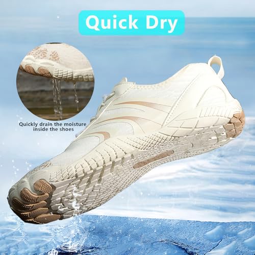 Image of Beach Water Shoes for Women Men Quick Dry Non-Slip Wide Toe Hike Barefoot Footwear for Beach Pool Aqua Swim Surf Walk