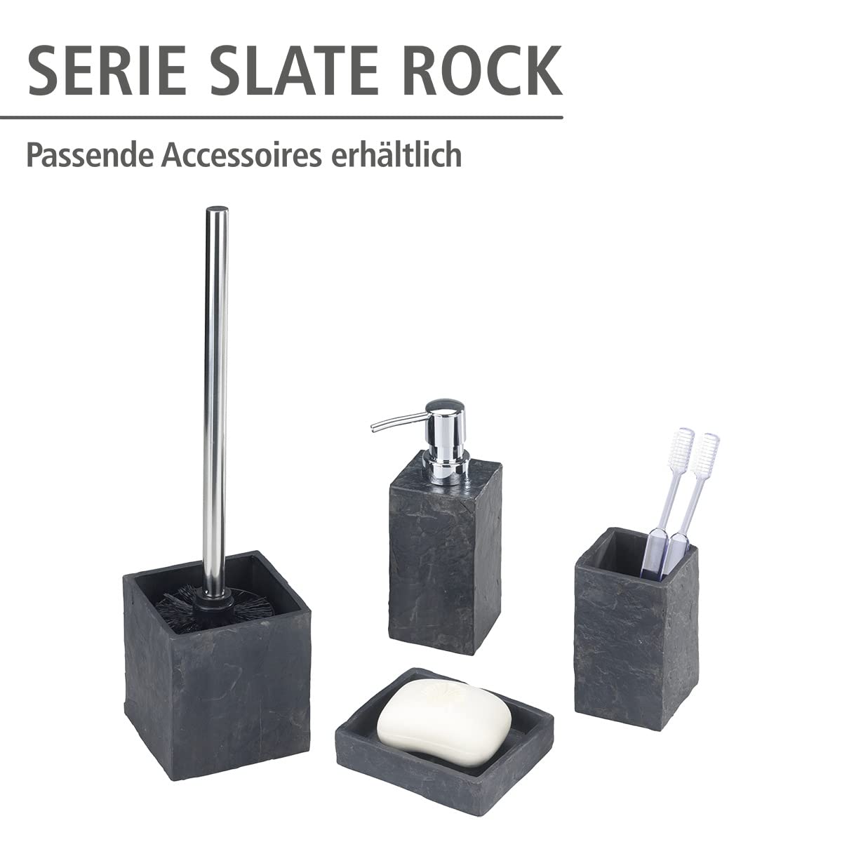 Wenko 17922100 Mydelniczka Slate Rock stonelook, plastikowa żywica poliestrowa, 11,2 x 2,7 x 9,4 cm, szary antracyt