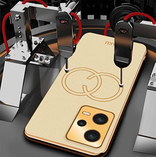 Image of Vaku Luxos Skylar Back Cover Case for Xiaomi Redmi Note 12 5G with Leather Pattern Design Gold Electroplated Soft TPU Cover| Shockproof Protective Case - Gold