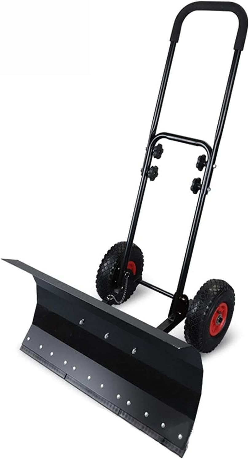 Snow Shovel with Wheels HeavyDuty Rolling Snow Pusher with Adjustable