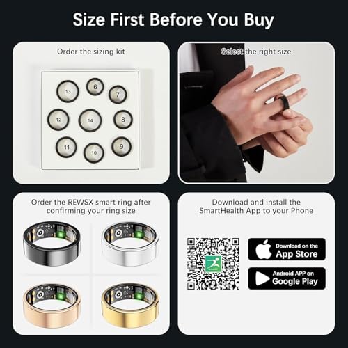 Image of Smart Health Ring for Women Men, Fitness Tracker Ring with Heart Rate, Blood Oxygen, Sleep Tracker, Step Tracker, No Subscription Fee, IP68 Waterproof Smart Ring for iphone & Android (Silver, 14#)