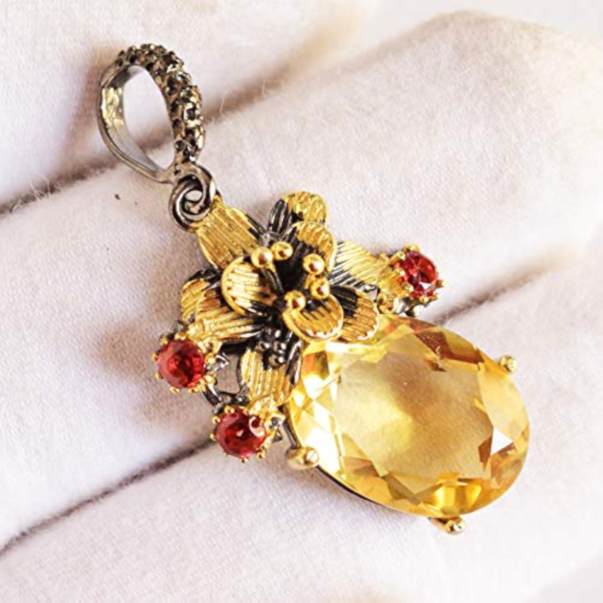 Women's Citrine & Garnet 925 Sterling Silver Pendant Necklace