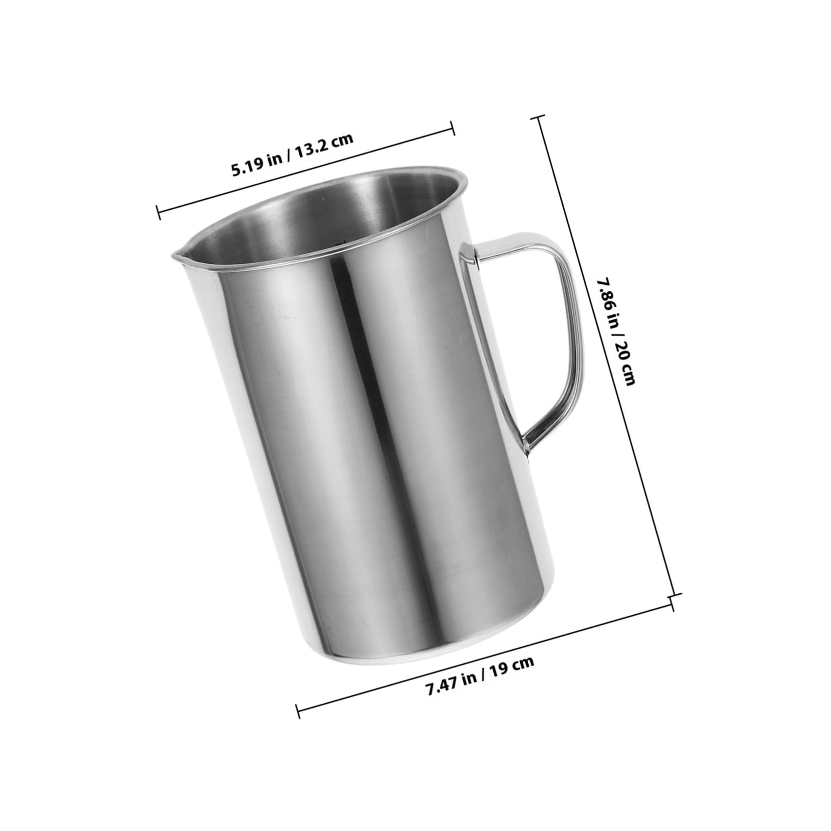 Misurino da Laboratorio in Acciaio Inox 304 con Manico 2000 Ml, Tazza Graduata con Scala, Becher Versatile per Cucina, Forno, Preparazione Tè e Uso Scientifico