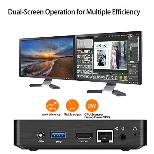Upgraded Z83-F Mini PC 4K/4GB/64GB,Intel Atom X5-Z8350 con Windows 10 pre-installato, porta HDMI e VGA,1000Mbps LAN,2.4/5.8G WiFi, Auto Power on, con staffa di montaggio portatile
