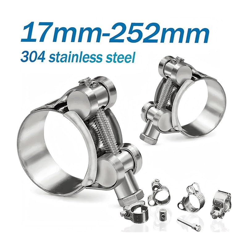 Abrazaderas de manguera ajustables de acero inoxidable 304 duraderas, Clips de tubería versátiles for tuberías de escape y agua, 1 ud.(201-213mm)