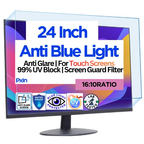 Image of Pxin 24 Inch (16:10) Monitor Screen Protector | Anti Glare | Touch Support | Blue Light Filter | 99% UV A /B /C Block | Scratch Resistant Matte Film | Reduce Digital Eye Strain