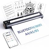 Rongta Portable Printer Wireless for Travel, Bluetooth WiFi Inkless Thermal Printers for 8.5' x 11' US Letter & A4 Size, Compatible with Android iOS Phone Mac Windows Laptop for Office & Home (Gray)