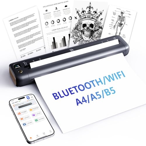 Rongta Portable Printer Wireless for Travel, Bluetooth WiFi Inkless Thermal Printers for 8.5" x 11" US Letter & A4 Size, Compatible with Android iOS Phone Mac Windows Laptop for Office & Home (Gray)