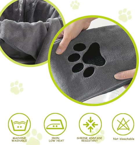 2 Stück Hundehandtuch,Hundezubehör,Microfaser Handtücher für Hunde,Bietet Zusätzliche Saugfähigkeit für Hunde und Katzen,75 X 35 Cm Handtuch Hund,für Katzen,Hunde Oder Andere Haustiere (Grau)