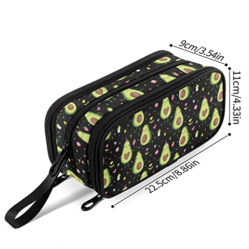 Image of Fustylead Cute Avocado Pencil Pen Case Stationery Bag 3 Compartments School College Office Organizer Cosmetics Bag