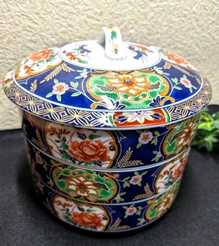 重箱　陶器　髙和年製　三段　金銀 重箱 陶器 髙和年製 三段 金銀