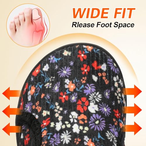 Image of Spesoul Wide Womens Slippers Adjustable House Shoes Indoor Outdoor Barefoot Slippers Cozy Walking Shoe Swollen Edema Diabetic Shoes