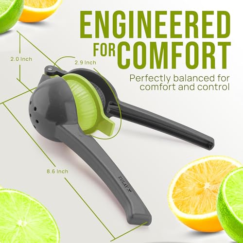 Image of Zulay Kitchen Metal 2-in-1 Lemon Squeezer - Sturdy Max Extraction Hand Juicer Lemon Squeezer Gets Every Last Drop - Easy to Clean Manual Citrus Juicer - Easy-Use Lemon Juicer Squeezer - Gray /Lime