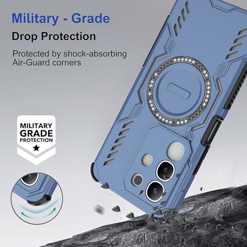 Image of Zapcase Back Case Cover for iQOO Z10x 5G | MagSafe Case with Built-in Metal Ring | Supports MagSafe Charger, Wallet & Car Mount | Shockproof Hybrid PC + TPU | Blue
