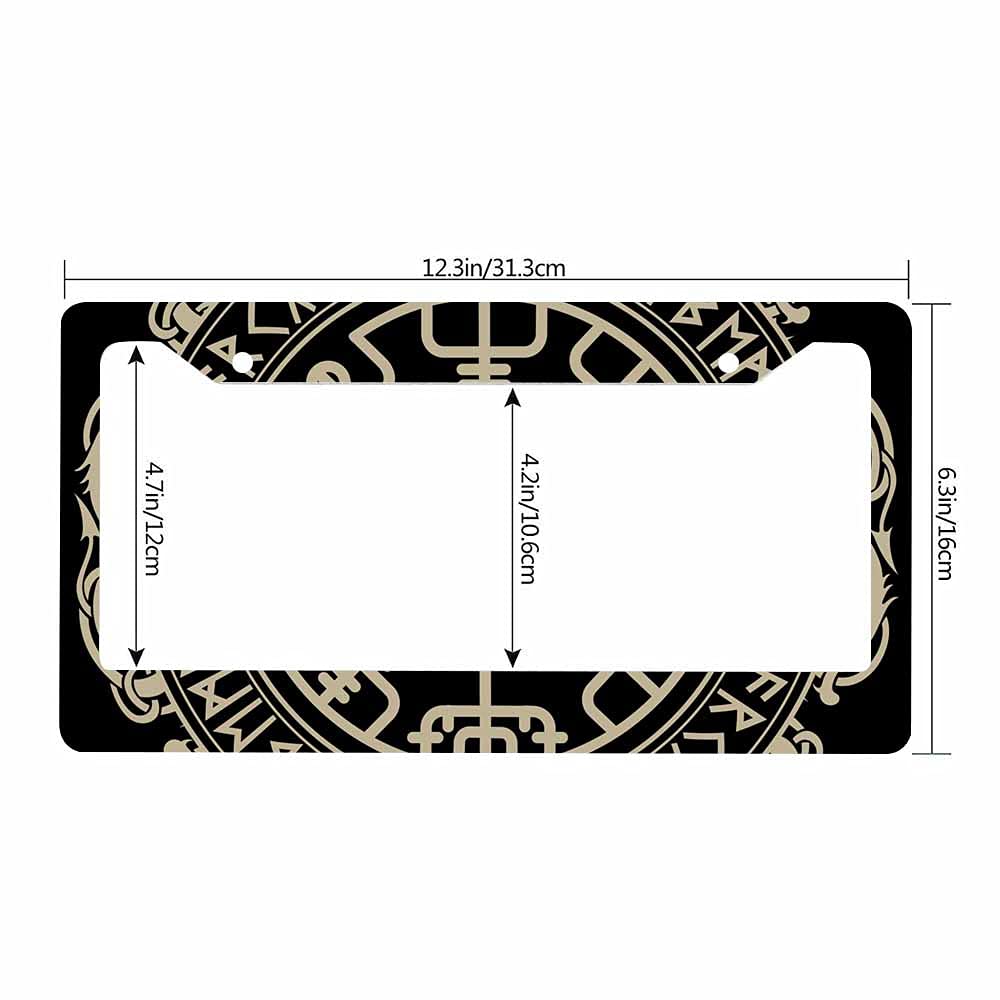 Nicokee Decorative License Plate Frame Black Celtic Viking Car Tag Frame Aluminum Auto License Plate Holder for Men Women: Multi-0014 12 x 6 Inch