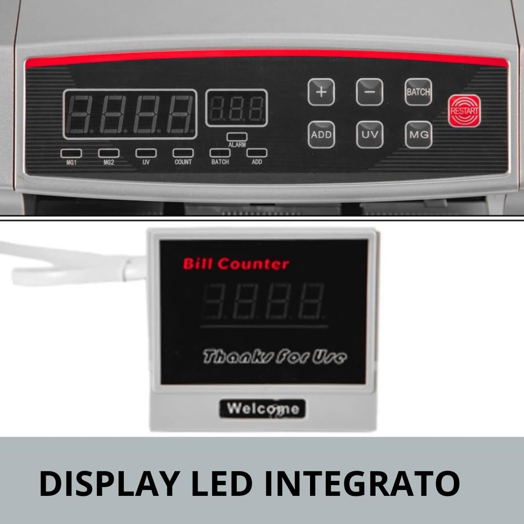 Conta Banconote, Macchina Conta Soldi Professionale Con Rilevatore Di Banconote False E Doppio Display Led