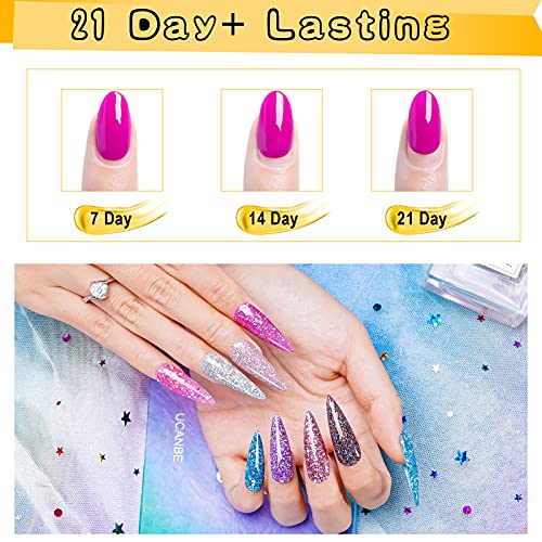 Dip Pulver Nagel Starter Kit, 8 Colors Pink Silver Glitter Dipping Powder Nails Set mit Bürste & Nagelfeile Nail Art… – Bild 5
