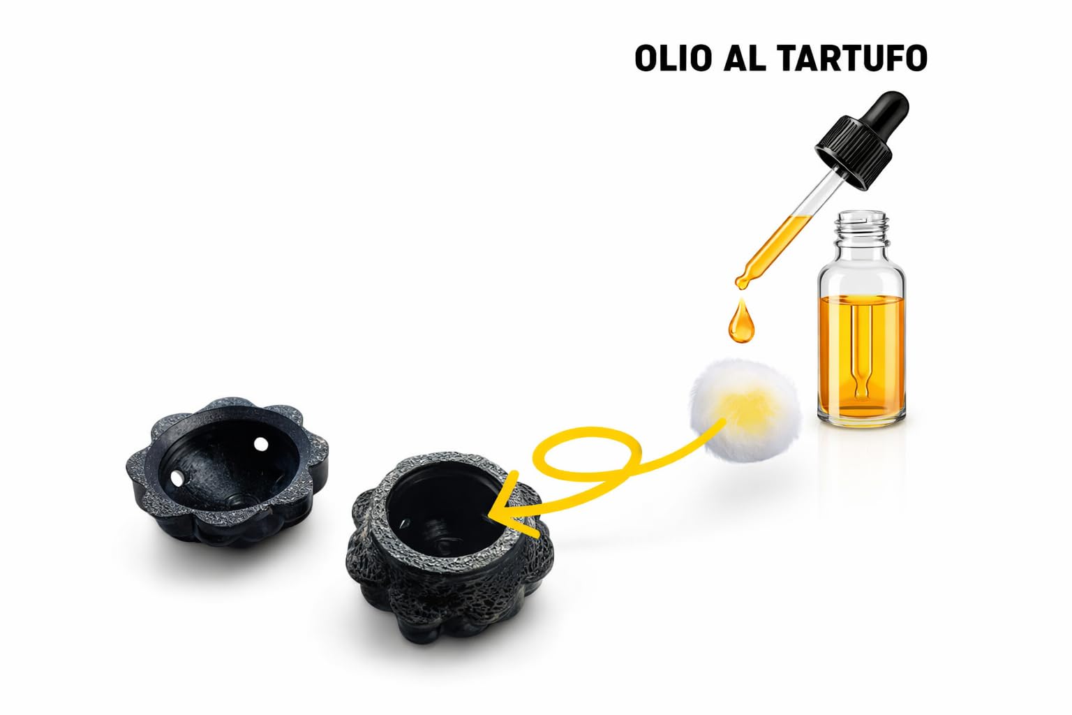 Generico Lot de 3 fausses truffes pour entraînement pour chiens – Truffe d'entraînement en plastique noir, récipient pour huile à la truffe (non inclus), réutilisable – Ø 36 × 37 mm