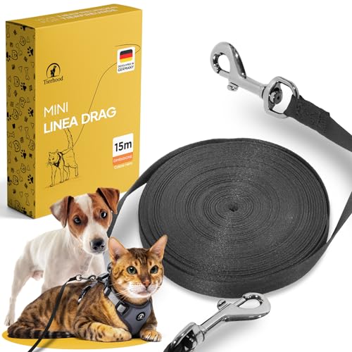 Tierhood Guinzaglio per gatti lungo 5m / 10m / 15m - Guinzaglio gatto lunghina - Guinzaglio extra leggero per gatti grandi e piccoli - Guinzaglio gatti lungo per massima libertà - Dimensioni: 15m