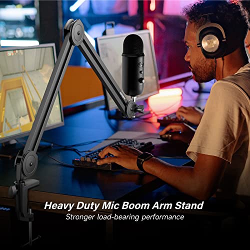 Heavy Duty Microphone Boom Arm with Upgraded Mic Clip