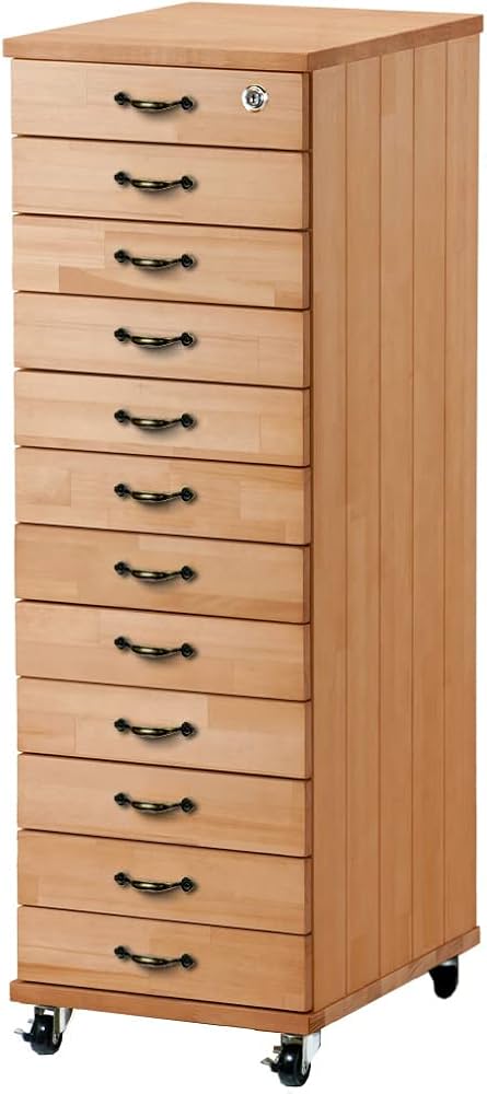 Amazon｜日本製 鍵付き 多段チェスト B4対応 12段 天然木パイン材 木製
