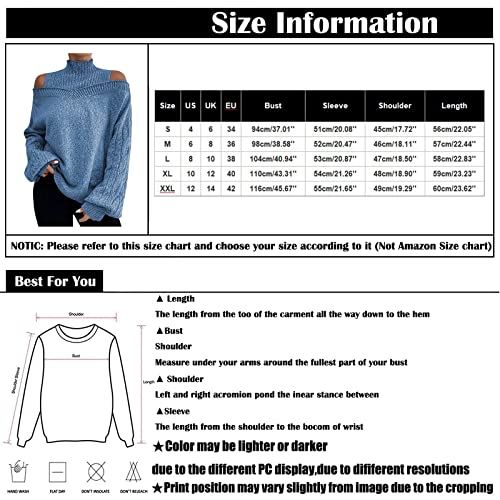 Winter Sweaters, Women's Sweaters Cardigans For Women Ladies Autumn And Fashion Off Shoulder Turtleneck Warm Solid Color Long Sleeve Sweater Black Tunic Cardigan Small Clothes 1 (Xxl, Blue) #TOP4