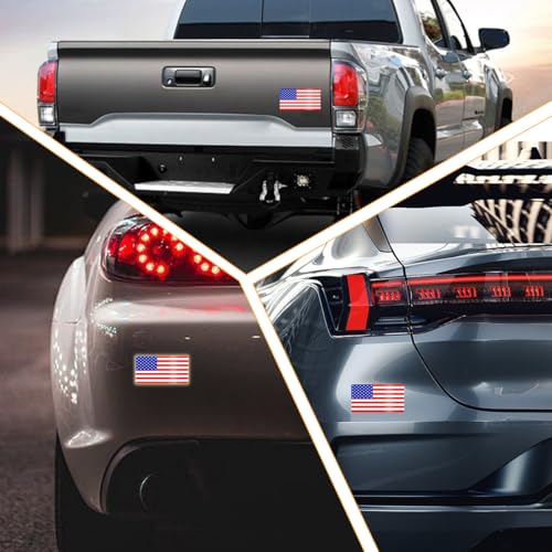 Image of Zpana American Flag Car Reflective Magnet Decals, 4PCS Magnetic USA Sticker for Auto Bumper Windows, Patriotic Vehicle Exterior Decoration, Universal for SUVs Sedans Trucks