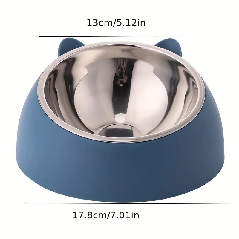 Onprix-Stainless-Steel-Cat-And-Dog-Bowl-Tilted-15-Elevated-Cat-Bowls-Non-Spill-Kitten-Puppy-Food-Bowl-Slanted-Dog-Bowl-For-Pets-Dog-Feeder-Feeding-Bowl-For-Cat-Blue178-cmH10-cmW13-cm