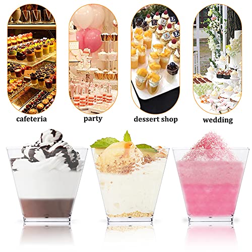 Jnnzzggu 50Pcs Square Mini Plastic Dessert Cups,3.5Oz Clear Plastic Parfait Appetizer Cup For Desserts,Appetizers,Ice Cream #TOP4