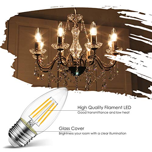Lvwit B11 Led Filament Bulb E26 Candelabra Base 4.5W(60W Equivalent), Dimmable 2700K Warm White Chandelier Decorative Candle Light Bulb (6-Pack) #TOP2
