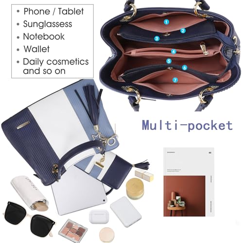 Image of Pomelo Best Purses and Handbags for Women with Multiple Pockets, Leather Top Handle Satchel Fashion Tote Shoulder Bags Ladies