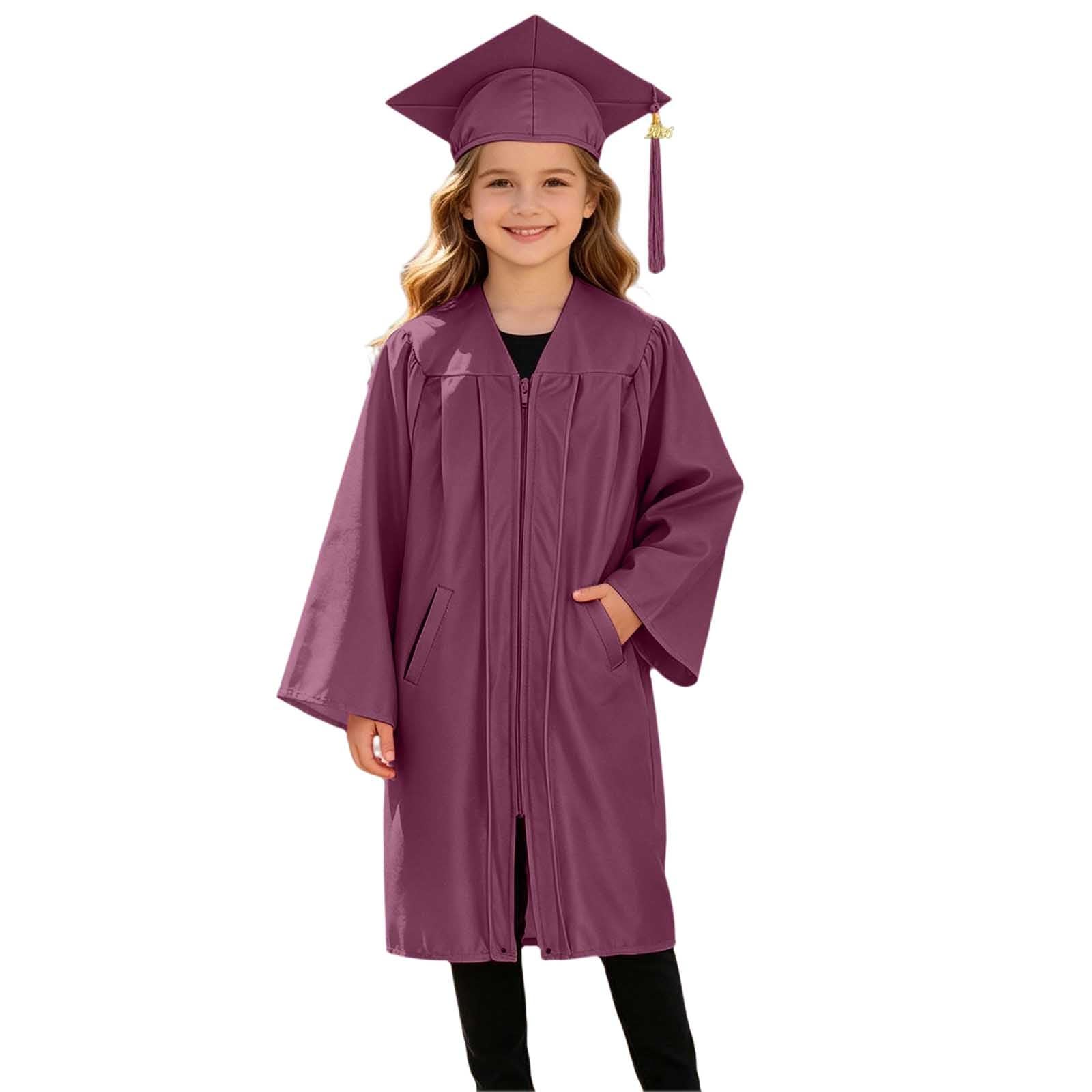 Kids Graduation Gown Cap and Tassel Set Unisex Childrens Kindergarten Preschool Graduation Outfit Boys and Girls Fancy Dress School Ceremonies Party Stage Performance Clothes for 2-12 (6-7 Years)