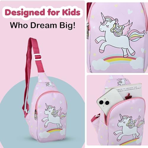 Image of Kids Space Theme Crossbody Chest Sling Bag, Navy Blue with Astronaut Print, Adjustable Strap, 17x13x6.5 cm, Perfect for School and Picnics