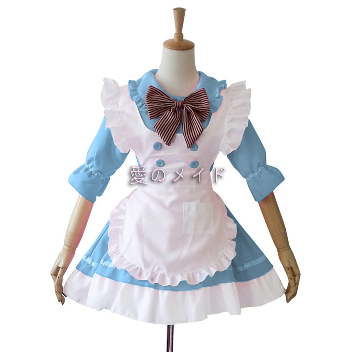 Amazon Bigmark メイド服 ロリータ コスプレ 衣装 ワンピース エプロン 4点セット ハロウィン 仮装 クリスマス コスチューム 大きいサイズ 小さいサイズ パステルカラー ブルー 2xl コスプレ 仮装 通販