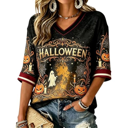 Halloween Shirts for Women Cotton Graphic Lightweight Pullover Tops - image 2