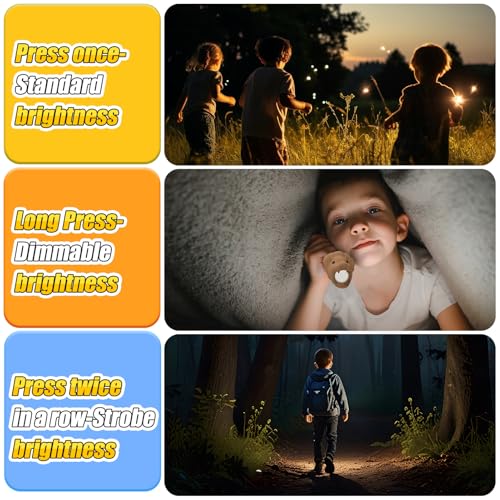 Image of Kids Flashlight Rechargeable, LED Flashlight for Boys & Girls, Fun Lightweight Flashlights for School Kid for Camping & Outdoor Adventures, Dog Walking, Birthday Gift,1 Pack-Lion