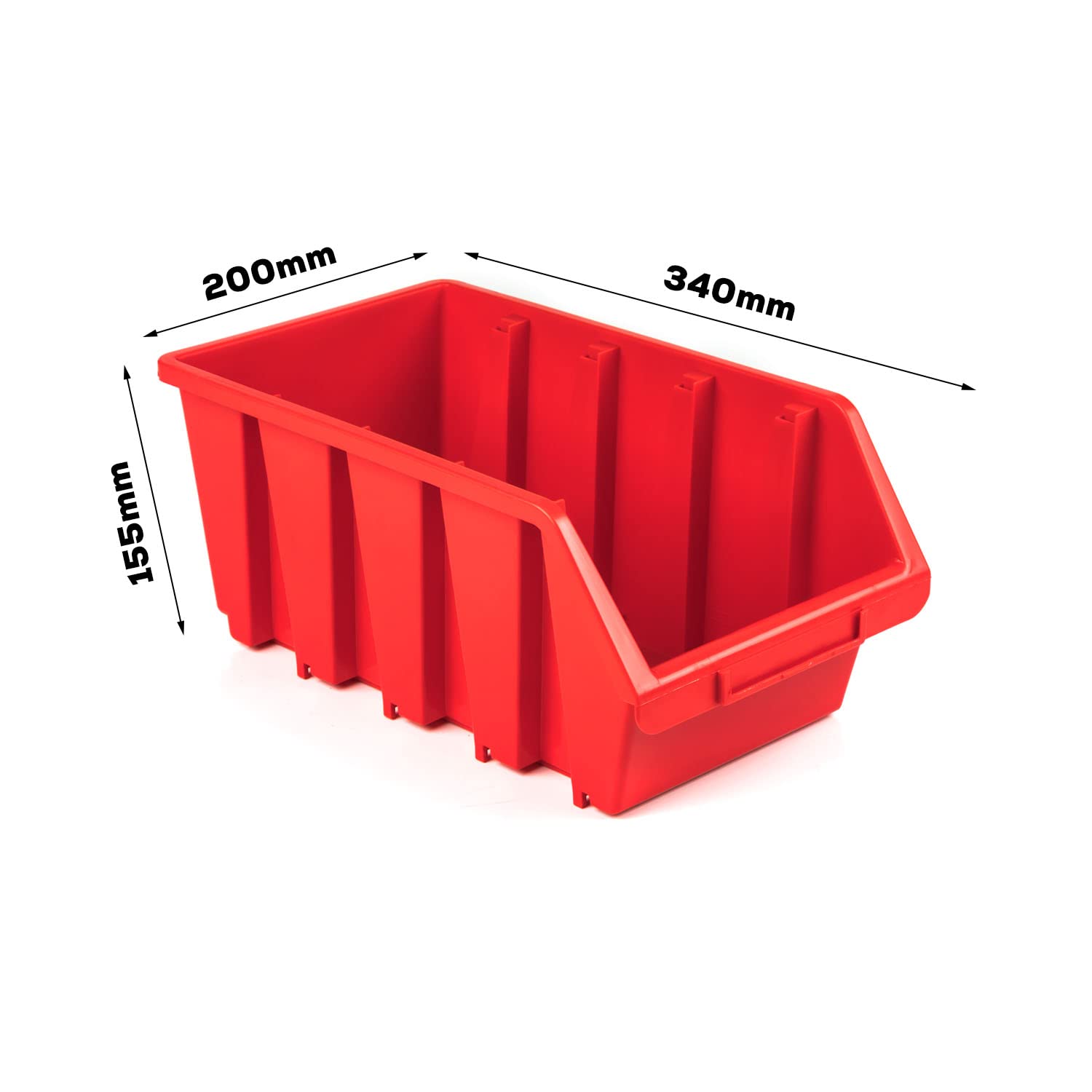 botle 5 cajas clasificadoras para taller, cajas apilables, caja de almacenamiento, caja de almacenamiento, color rojo, 34 x 20 x 15,5 cm, caja clasificadora de plástico