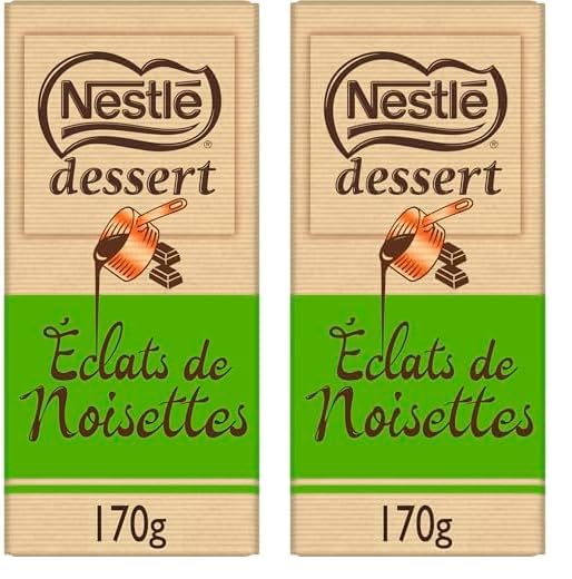 Nestlé Dessert - Chocolat Noir Eclats de Noisettes - Tablette de 170g (Lot de 2)